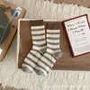 Meias Listradas para Mulheres, Meias de Cano Médio para Primavera e Verão, Combinadas com Sapatos Birkenstock, Meias Longas, Meias Longas Slouchy Estilo Retro Melange de Primavera, Modernas