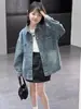 Chaqueta de mezclilla para niñas, nuevo estilo primavera/otoño, diseño coreano de corte holgado, con cuello alto, adecuada para niñas mayores, acabado lavado vintage, atuendo de otoño moderno
