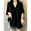 Blusa Ligera de Verano 2026 con Protección Solar, Top Transparente, Anti-Arrugas, Cuello en V, Plisado, Estilo Suave, Camisa Holgada para Mujer
