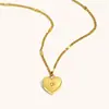 Moda Europeia e Americana Transfronteiriça Nicho Versátil Pingente Aço Inoxidável Banhado a Ouro 18K Mini Zircônia Coração Flor de Mês Colar