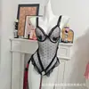 Domiela Lencería Sexy Encaje Bodysuit Transparente Puro Deseo Pijama Sin Quitarse Pecho Pequeño Set Qqny