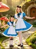 Disfraz de Halloween Alice Cosplay Atuendo de Sirvienta Disfraz de Actuación Madre e Hija Padre e Hijo Vestido Estilo Pradera Pastoral Granja