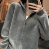 Cárdigan de lana nuevo de otoño e invierno para mujer, suéter holgado con cremallera, abrigo de medio cuello alto, suéter de cachemira grueso de punto, ropa exterior