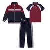 Uniformes Escolares de Primavera e Outono para Ensino Fundamental e Médio, Uniformes de Classe, Jaquetas Estilo Esportivo Estilo Preppy, Conjuntos de Três Peças de Manga Longa com Combinação de Cores, Personalização para Compra em Grupo