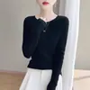 Suéter de punto sin costuras de cuello redondo, corte holgado, listo para usar, directo de un fabricante elegante, cómodo y entallado, gris premium para mujer
