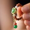 Una Flor, Un Mundo, Un Árbol, Una Vida. Anillo de Piedra Luminosa con Cuentas Redondas de Palo de Rosa, Anillo de Dedo de Madera Tallada para Mujeres