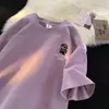 Camiseta Masculina de Algodão Puro com Manga Curta Estilo Hong Kong 2025 Tendência Camiseta Básica Solta Tops Casuais Meia-Manga para Casal