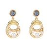 Nicho creativo metal oblea incrustada con concha de abulón anillo de costura incrustado con aretes de perla de imitación aretes femeninos al por mayor