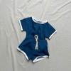 Traje de Verano para Bebé Estilo Coreano Ins Color Sólido Algodón Manga Corta Shorts Traje Bebé Cómodo Lindo Combinable Conjunto de Dos Piezas