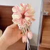 Laço de Cabelo Fofo de Flor Tulipa com Fita para Meninas, Corda para Rabo de Cavalo e Coque, Acessórios de Cabelo para Meninas