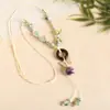 Colar Pingente de Sino de Borboleta de Cerâmica Estilo Étnico Retrô Design Feminino Novo Acessórios de Corrente Longa para Suéter da Moda