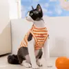 Colete Listrado Laranja Sem Mangas para Gatos Primavera e Verão, Adequado para Uso Externo com Guia, Também Adequado para Gatos e Cães Shorthair Alemães