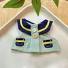 [Apenas Roupas de Bebê] Boneca de Vinil Labubu 17cm Roupa de Bebê Uniforme Verde Vestido Grampo de Cabelo com Laço Verde