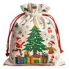 Amazon Atacado de Natal Sacolas de Algodão Lona com Cordão de Grande Capacidade para Idosos e Crianças, Sacolas de Presente para Festa de Doces de Maçã