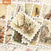 36 adesivos de carimbo de veado e florais vintage com tema de floresta, estilo aquarela de plantas, para journaling e decoração de cartões, atacado