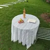 Toalha de Mesa de Renda com Atmosfera Francesa Pano de Mesa Pastoral com Desenhos Vazados para Mesa Redonda Retangular de Café de Jantar