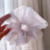 Elástico para cabelo feminino, Coreia do Sul, temperamento simples, organza, intestino grosso, popular na internet, jaqueta de couro, corda de cabelo