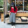 Pantalones de lana de otoño nuevos en stock, estilo coreano, casual, corte holgado, pierna ancha, cropped, pierna recta, para mujer