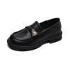 Weiwei Girl 105-16 Mocassins de Salto Grosso para Mulheres 2026 Novo Estilo Pequena Moeda de Ouro Sapatos de Couro com Solado Macio para Mulheres Estilo Britânico