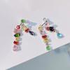 Pulsera de cristal de caramelo cuadrado de lujo y estilo nuevo para mujer, diseño de nicho, collar con arcoíris y aretes chapados en oro de 18 quilates.
