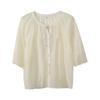 Camisa de Gasa con Cordones y Mangas Tres Cuartos para Mujer Tallas Grandes Inno, Nuevo Estilo de Verano Fresco Top de Manga Corta 222779