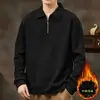 Al por mayor transfronterizo estilo japonés duradero cuello solapa media cremallera interior manga larga polo para hombre sudadera de otoño top casual