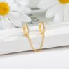 Brincos de Prata de Lei S925 para Mulheres Anel de Diamante Estilo K Corrente Personalizada Brincos Duplos para Furo na Orelha Brincos Estilo Ins