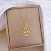 [Acero de Titanio] Collar Redondo Árbol de la Vida con Estilo Lujoso y Elegante Diseño Totalmente Diamantado para Mujer, Cadena Versátil para Clavícula Cadena de Acero de Titanio