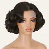 Pelucas europeas y americanas transfronterizas para mujer con rizos de raya lateral, superventas de Amazon TK, peluca corta de color marrón oscuro, disponible para dropshipping