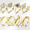 8 Piezas Anillo Giratorio Ajustable Flor de Zirconia Ojo Maligno Anillo para la Ansiedad Anillo de Cuentas Giratorio