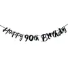 Banner de Cumpleaños Brillante con Números y Letras, Banner Redondo de Lentejuelas, Banner Cosido, Banner Cosido de Estrella de Cinco Puntas, Banner Triangular