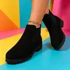 E-commerce Transfronteiriço 2026 Outono/Inverno Novidades Botas Chelsea Femininas Bico Redondo Camurça Faixa Elástica Salto Grosso Solado Grosso Sapatos Cor Sólida Botas de Cano Curto