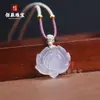 Colgante de Buda Guanyin de Ágata Blanca Natural Hielo Calcedonia Pez en Dragón Hebilla de Seguridad Nube Auspiciosa Candado Colgante de Zorro Calabaza