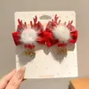 Grampo de Cabelo Vermelho de Ano Novo para Meninas, Presilha de Cabelo Infantil Fofa Estilo Antigo, Acessório de Cabeça Festivo de Ano Novo, Grampo de Cabelo com Atmosfera Alegre, Acessório de Cabelo