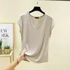 Camiseta sin mangas para mujer, top de verano, ropa de mujer estilo coreano, nueva camiseta base adelgazante de corte holgado, top elegante y versátil con cuello en V, moderno