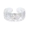 Estilo Étnico Retro Pulsera Abierta de Plata Imitación Miao Pulsera Ancha Tallada Nuevo Estilo Chinoiserie Antigua Pulsera de Plata Imitación Hecha a Mano para Mujeres