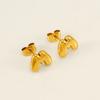 Moda Europea y Americana Sencillos y Elegantes Pendientes de Acero de Titanio Acero Inoxidable Chapado en Oro de 18K Pendientes Mini de Letras de Burbuja para Mujer