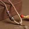 Estilo Tíbet DIY Hecho a Mano Cuerda Trenzada Cadena Hueso de Cerdo Correa Colgante Pequeño Buda Sonriente Rojo del Sur Ágata Correa Collar