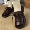 Zapatos planos retro de suela blanda para mujer, nueva colección otoño 2026, zapatos planos cómodos y versátiles de punta redonda, mocasines de cuero suave para mamás