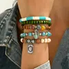 Set de Accesorios de Mano Estilo Vaquero Occidental Transfronterizo Creativo Vintage con Cuentas de Madera Cactus Turquesa Pulsera de Arcilla Suave