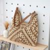 Bolso Tejido Calado Estilo Resort de Verano Junto al Mar 2025 Nuevo Bolso de Paja Gran Capacidad Bolso para Ir al Trabajo Bolso de Hombro a la Moda