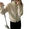 Chaqueta cárdigan de punto con cuello semialto y botones cuadrados, estilo coreano, corte ajustado, versátil, nuevo suéter top otoño e invierno 2026 para mujer