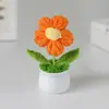 Planta de Girasol Tejida Transfronteriza en Maceta Flor Artificial Decoración de Escritorio para Estudio, Pequeño Regalo para la Temporada de Regreso a Clases y el Día del Maestro