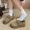 Mocassins Femininos Slip-On Estilo Birkenstock com Aumento de Altura, Solado Grosso, Novo Modelo 2025, Sapatos Casuais para Outono e Inverno, Sapatos Birkenstock Versáteis para Todas as Ocasiões