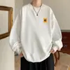 Moletom masculino espesso com forro de fleece para outono e inverno, versátil para atividades ao ar livre, gola redonda para jovens, blusa masculina