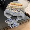 Gorro de Punto Bloque de Color Fair Isle para Mujer, Versátil Otoño e Invierno, Circunferencia de Cabeza Grande, Adelgazante de Rostro, Protector de Orejas, Cálido Gorro de Tejer
