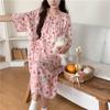 Camisón nuevo para mujer de primavera y verano talla grande Algodón Seda Rojo Chino Estilo vestido de lunares Polo Falda larga Algodón Seda Pijama Fino