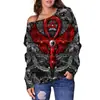 Jaqueta Suéter Transfronteiriça para Mulheres Primavera e Outono Estampa Digital 3D de Caveira Top de Ombro Inclinado de Natal Suéter Feminino Roupa Feminina
