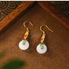 Nuevo Estilo Chino Estilo Nacional Elegante Elegante Temperamento Wenwan Diseño Nicho Xiangyun Hebilla Ping An Imitación Jade Hetian Juego de Joyería Chapado en Oro
