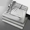 Pantalones de Seda Helada Finos de Verano para Hombre de Papá, Pantalones de Negocios de Alta Elasticidad, Pantalones Largos Deportivos Casuales de Secado Rápido, Talla Grande